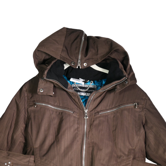 Obermeyer Ski Snowboard Jacket Coat Women 10 Brown Hooded Outdoor Winter Sporty - Picture 2 of 15
